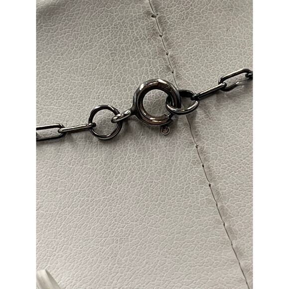 Sterling Silver 925 Artisan Made Chain Center Hematite Bead Accent Necklace - Picture 7 of 11
